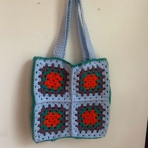 hand made granny square tote bag